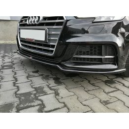 Накладка сплиттер на передний бампер Вар2 на Audi S3 8V рестайл